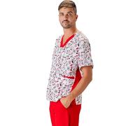 WORKTEAM Casaca Sanitaria Mujer y Hombre, Tejido Elástico, Cuello en V. Camisa Médico, Enfermera, Dentista, Estética, Veterinaria. Unisex Estampado 1 XXL