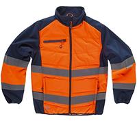 WORKTEAM Cazadora de Alta Visibilidad Acolchada, combinada con Softshell y Cintas Reflectantes Inclinadas. ALTA VISIBILIDAD EN ISO 20471. Clase 1. Unisex