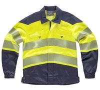 WorkTeam Cazadora de Alta Visibilidad, Tejido Elástico Bidireccional por Construcción, Combinada con Cintas Reflectantes Segmentadas. Unisex Marino+Amarillo A.V. XXL