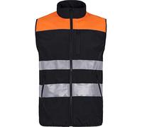 WORKTEAM Chaleco Alta Visibilidad Softshell, Tejido Ripstop y con Cintas Reflectantes, Cortavientos Repelente al Agua y Alta Capacidad Térmica, Certificado EN 17353 y EN 14058. Unisex Naranja 5XL