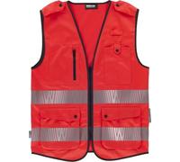 WORKTEAM Chaleco de Seguridad Reflectante y de Alta Visibilidad. Cinta Reflectantes Segmentadas. Alta Visibilidad EN ISO 20471. Unisex Rojo XL