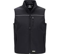 WORKTEAM Chaleco Softshell Cortavientos y Repelente al Agua, Interior Térmico con Membrana Transpirable, Bolsillos con Cremallera. Unisex Negro XXL