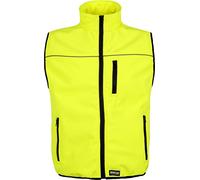 WORKTEAM Chaleco Softshell de Alta Visibilidad, Cortavientos, Repelente al Agua, Resistente al Desgarro, Transpirable y Térmico. Unisex Amarillo Flúor 3XL