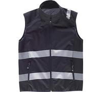 WORKTEAM Chaleco Softshell de Trabajo Alta Visibilidad, Cintas Reflectantes Discontinuas, Cortavientos, Impermeable e Interior de Alta Capacidad Térmica. Unisex Negro XL