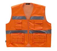 WorkTeam Chaleco tipo Safari de ALTA VISIBILIDAD con Cintas Reflectantes. Unisex Naranja A.V. S