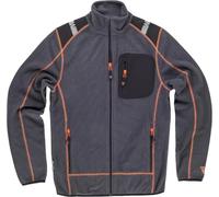 WORKTEAM Chaqueta Polar Hombre con Cremallera y Cuello Alto, Bolsillo en Pecho y Laterales con Cremallera, Costuras Decorativas y Cinta Reflectante en Hombros Gris oscuro+Negro+Naranja XL