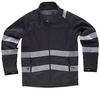 WorkTeam Chaqueta Workshell con Cintas Reflectantes Discontinuas, Cosidas y Pegadas. Chaqueta Cortavientos, Repelente al Agua, Membrana Interior Transpirable y Alta Capacidad Térmica. Unisex Negro M