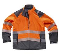 WorkTeam Chaqueta Workshell de Alta Visibilidad, Cintas Reflectantes, Cortavientos, Repelente al Agua, Membrana Interor Transpirable y Alta Capacidad Térmica. Unisex Naranja A.V.+Gris Oscuro 3XL