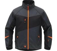 WORKTEAM Chaqueta Workshell Hombre, Corta Vientos, Repelente al Agua y Resistente al Desgarro, Interior Térmico Transpirable con Bolsillos Cremallera, Softshell Gris oscuro+Negro+Naranja S