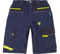 WORKTEAM Pantalón Corto de Trabajo Elástico en 4 Direcciones, Bermuda de Trabajo Elástica, Multibolsillos, Vivos Reflectantes, Cintura Elástica y Alta Resistencia. Hombre Azul L
