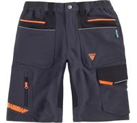 WORKTEAM Pantalón Corto de Trabajo Elástico en 4 Direcciones, Bermuda de Trabajo Elástica, Multibolsillos, Vivos Reflectantes, Cintura Elástica y Alta Resistencia. Hombre Gris L
