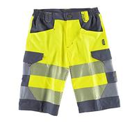WorkTeam Pantalón Corto o Bermuda de Alta Visibilidad EN 20471, Multibolsillos, Combinado con Cintas Reflectantes Discontinuas y Cintas Decorativas, Trabajo. Unisex Amarillo A.V. + Gris Oscuro M