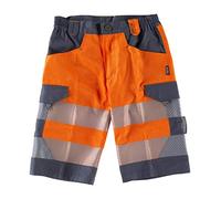 WorkTeam Pantalón Corto o Bermuda de Alta Visibilidad EN 20471, Multibolsillos, Combinado con Cintas Reflectantes Discontinuas y Cintas Decorativas, Trabajo. Unisex Naranja A.V.+Gris Oscuro XL