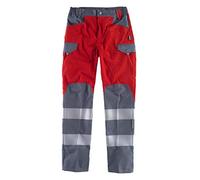 WorkTeam Pantalón Multibolsillos Combinado de Alta Visibilidad, con Cintas Reflectantes Discontinuas y Cintas Decorativas Personalizadas, Trabajo. Unisex Rojo+Gris Oscuro 3XL