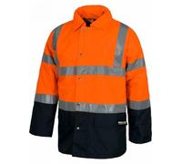 WORKTEAM Parka Alta Visibilidad con Cintas Reflectantes, Acolchada e Impermeable. Cazadora Alta Visibilidad, EN471. Unisex Naranja A.V.+Marino L