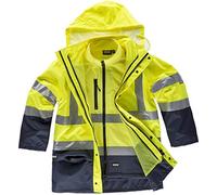 WORKTEAM Parka Convertible 4 en 1 Alta Visibilidad, Impermeable y con Chaqueta Interior Softshell Desmontable, Cintas Reflectantes, Protección Frío y Lluvia. Hombre