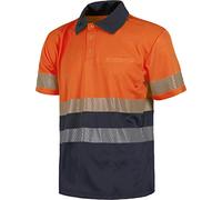 WorkTeam Polo Combinado Alta Visibilidad Manga Corta con Cintas Reflectantes discontinuas. EN ISO 20471:2013 Hombre Marino+Naranja A.V. M