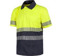 WorkTeam Polo Combinado Alta Visibilidad Manga Corta con Cintas Reflectantes discontinuas. EN ISO 20471:2013 Hombre Marino+Amarillo A.V. XXL