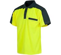 WorkTeam Polo Combinado de Alta Visibilidad Manga Corta con un Bolso de Pecho. Hombre Gris+Amarillo A.V. XXL