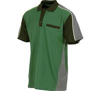WORKTEAM Polo de Manga Corta Trabajo, Tricolor, en Tejido Piqué con Bolsillo de Pecho, Vivos de Alta Visibilidad y Cuello Clásico. Unisex Verde XXL