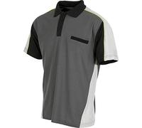 WORKTEAM Polo de Manga Corta Trabajo, Tricolor, en Tejido Piqué con Bolsillo de Pecho, Vivos de Alta Visibilidad y Cuello Clásico. Unisex Gris Oscuro XXL
