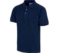 WORKTEAM Polo Manga Corta con Bolsillo de Pecho, 100% Algodón en Tejido Piqué, Cuello Clásico y Tapeta de Tres Botones. Unisex Marino S