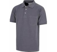 WORKTEAM Polo Manga Corta con Bolsillo de Pecho, 100% Algodón en Tejido Piqué, Cuello Clásico y Tapeta de Tres Botones. Unisex Gris Oscuro XL