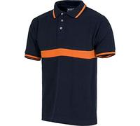 WORKTEAM Polo Trabajo Hombre, Manga Corta con una Franja a Contraste, 100% Algodón. Unisex Marino+Naranja A.V. L