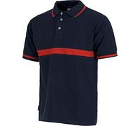 WORKTEAM Polo Trabajo Hombre, Manga Corta con una Franja a Contraste, 100% Algodón. Unisex Marino+Rojo A.V. XL