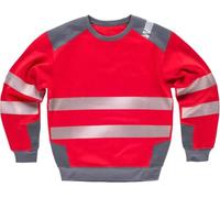 WORKTEAM Sudadera con Cintas Reflectantes Segmentadas, Cuello Redondo, Interior Cálido, EN 17353 Tipo B3, Unisex Rojo XL