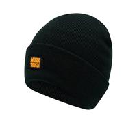 Worktough - Gorro - Gorro para hombre - Gorro unisex - Talla única - Detalles del logotipo de goma de punto acanalado - Tela 100% acrílica, Negro, Taille unique