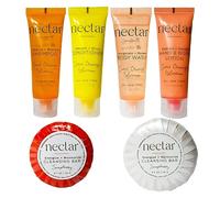 World Amenities Nectar Mini kit de artículos de tocador de tamaño de viaje, flor de naranja dulce, champú, acondicionador, gel de baño, loción, dos barras de limpieza redondas y barra corporal