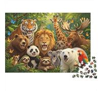 World Animals Puzzles 1000 Piezas Reciclado Paper Cute Zoo Portrait Puzzle para Niños y Niñas Fun Present & Actividad for Home Great Gift for Child‘s Birthday 38x26cm/1000pcs