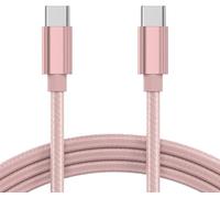 World biz Cable de carga USB C a USB C, cable de nailon USB-C a C (2 m/6.6 pies), 100 W (5 A) para iPhone 16 15 Pro Max/Plus/Pro, Samsung Galaxy S24/S23/S22/S21, Mac Book Pro 2021, iPad Pro/Air (oro