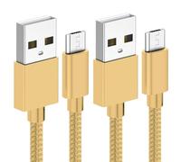 World biz Cable micro USB, 2 paquetes de 1 m de cable de carga Android 3.1A, cable de carga micro trenzado compatible con controlador PS4, Samsung Galaxy J7, S7, S6, Kindle Fire, tablet (dorado)