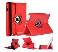 World Biz Funda giratoria para iPad 2/3/4 (modelo antiguo) de 9.7 pulgadas, rotación de 360°, a prueba de golpes, de piel sintética, con función de apagado y encendido automático, color rojo