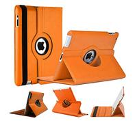 World Biz Funda giratoria para iPad 2/3/4 (modelo antiguo) de 9.7 pulgadas, rotación de 360°, a prueba de golpes, piel sintética, con función de apagado y encendido automático, color naranja