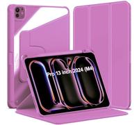 World biz Funda giratoria para iPad Pro de 13 pulgadas 2024 M4 A2925 A2926 A3007 con soporte para lápices, rotación de 360 grados, cubierta protectora de soporte triple, parte trasera transparente