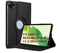 World biz Funda para tablet Realme Pad 2 de 11.5 pulgadas 2023, rotación de 360 grados, soporte protector de piel, encendido y apagado automático, Realme Pad 2 de 11.5 pulgadas (negro)