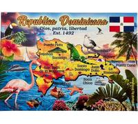 World By Shotglass Dominican Republic Map Caribbean Fridge Collector's Souvenir Magnet 2.5" x 3.5"