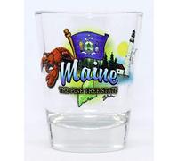 World By Shotglass Maine Pine Tree State Elements Shot Glass