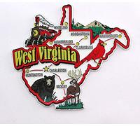 World By Shotglass West Virginia State Map and Landmarks Collage Fridge Collectible Souvenir Magnet FMC