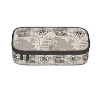 World Compass Sailing Ship Sailboat Travel History Journey Ocean Estuche especial para lápices para niñas y niños, Estuche para lápices de gran capacidad Estuche grande para lápices, Estuche para lá