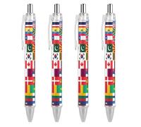 World Country Flags - Bolígrafo retráctil de 0,5 mm, escritura fina y suave para oficina en casa, color negro, 4 unidades, como se muestra en la imagen 2