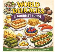 World Delicacies & Gourmet Foods: A relaxing coloring book with fun food facts|Bold Designs|Easy to color|Stress Relief and Relaxation