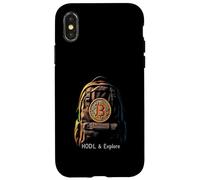 World Explorer Digital Nomad Crypto Adventure Travel Bitcoin Carcasa para iPhone X/XS