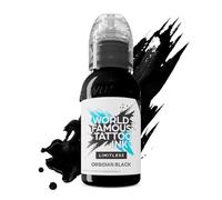 World Famous Limitless Tinta para tatuajes permanentes, vegano profesional, tinta de tatuaje permanente, negro obsidiana, 30 ml