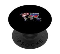 World Flag Map T-Shirt Globe Travelers Atlas PopSockets PopGrip Intercambiable
