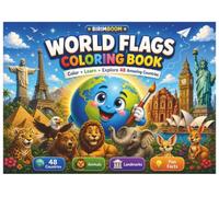 WORLD FLAGS COLORING BOOK: Color • Learn • Explore 48 Amazing Countries