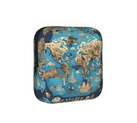 World Geography - Bolsa de almacenamiento multifuncional con estampado de mapa de geografía mundial, bolsa de tampón reutilizable para mujer